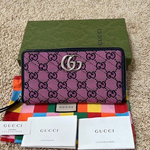 NWOT! GUCCI GG monogram multicolor marmont matelasse zip wallet. 443123.0959 - Picture 1 of 13